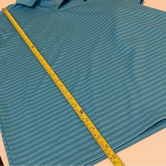 Under Armour Shirt Mens Large Teal Striped Performance Polo Shirt Stretch - Picture 11 of 11